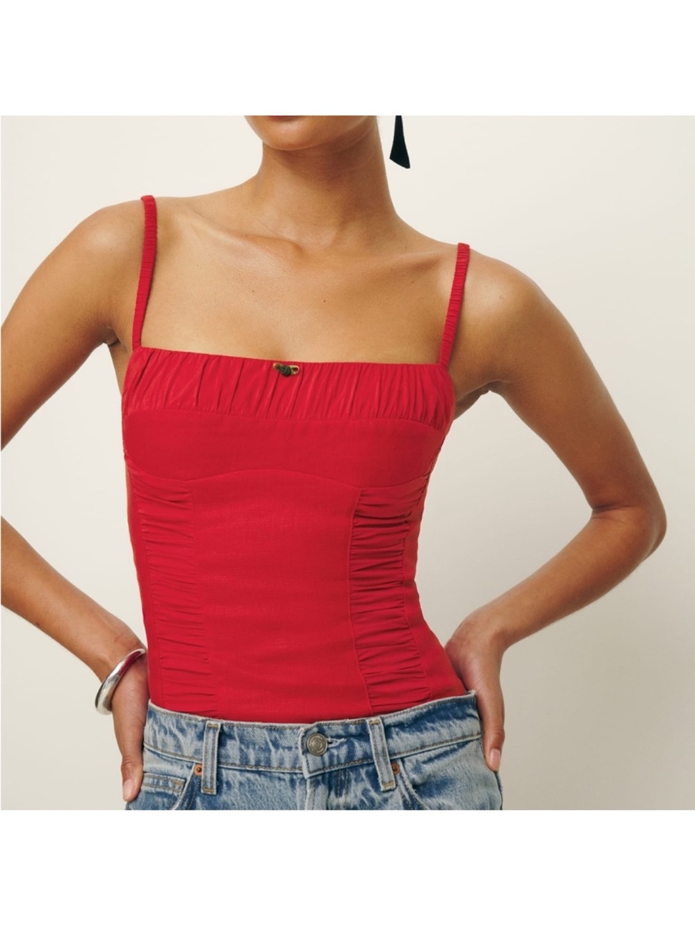 Reformation Red Linen Top